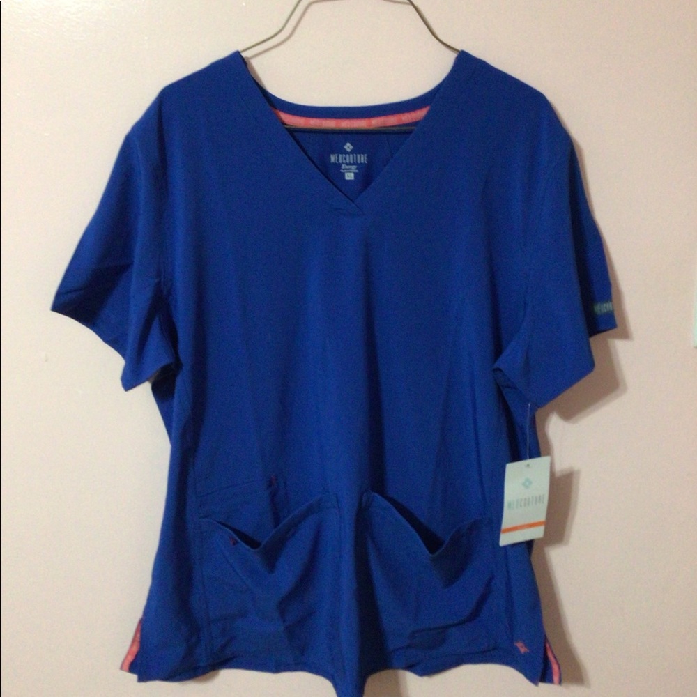 Med couture scrub top royal blue women size XL nwt
